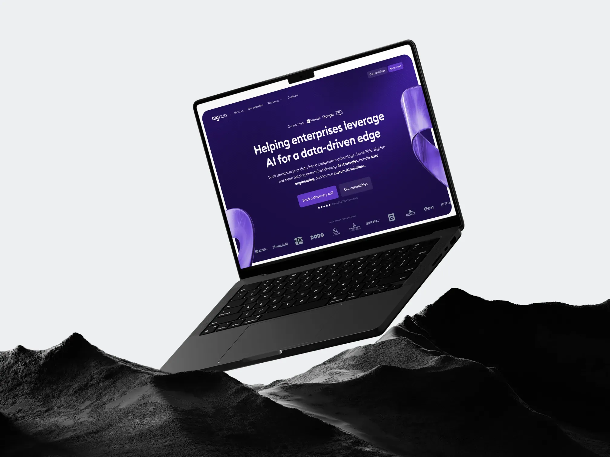 BigHub website homepage on a laptop
