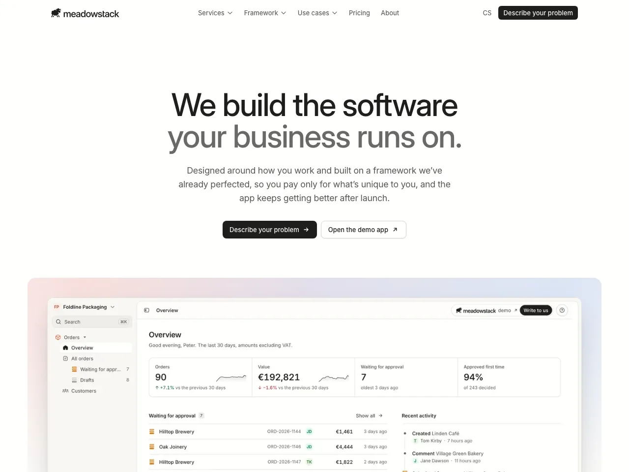 Meadowstack website homepage